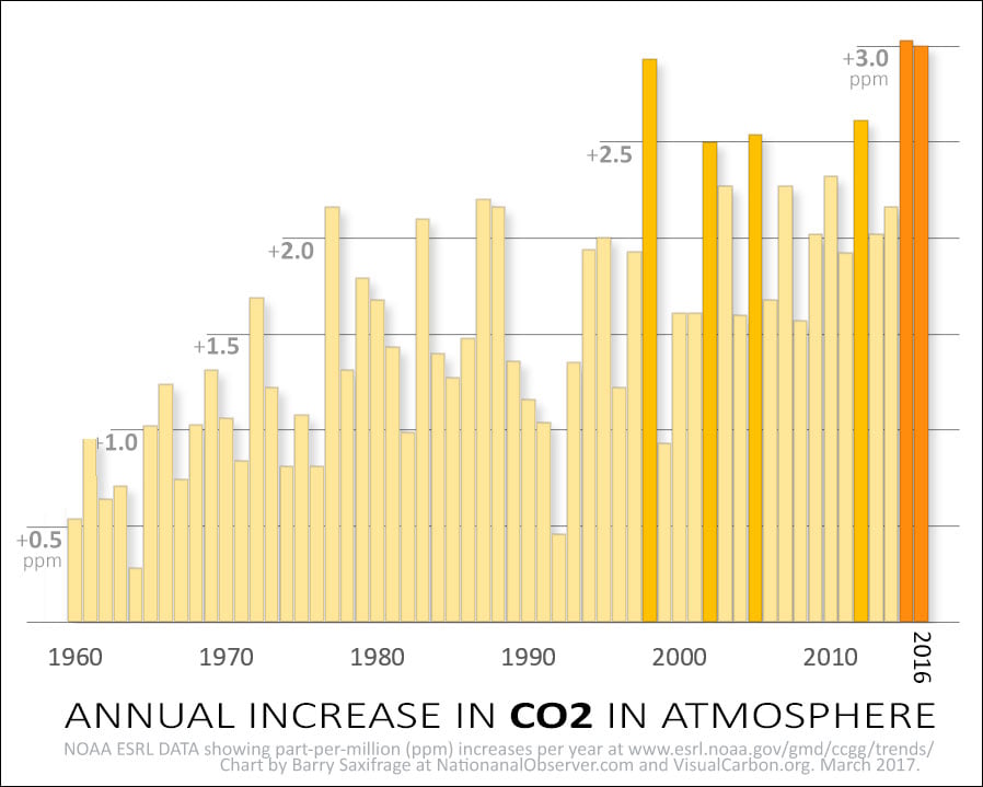 Annual CO2 increase in atmosphere