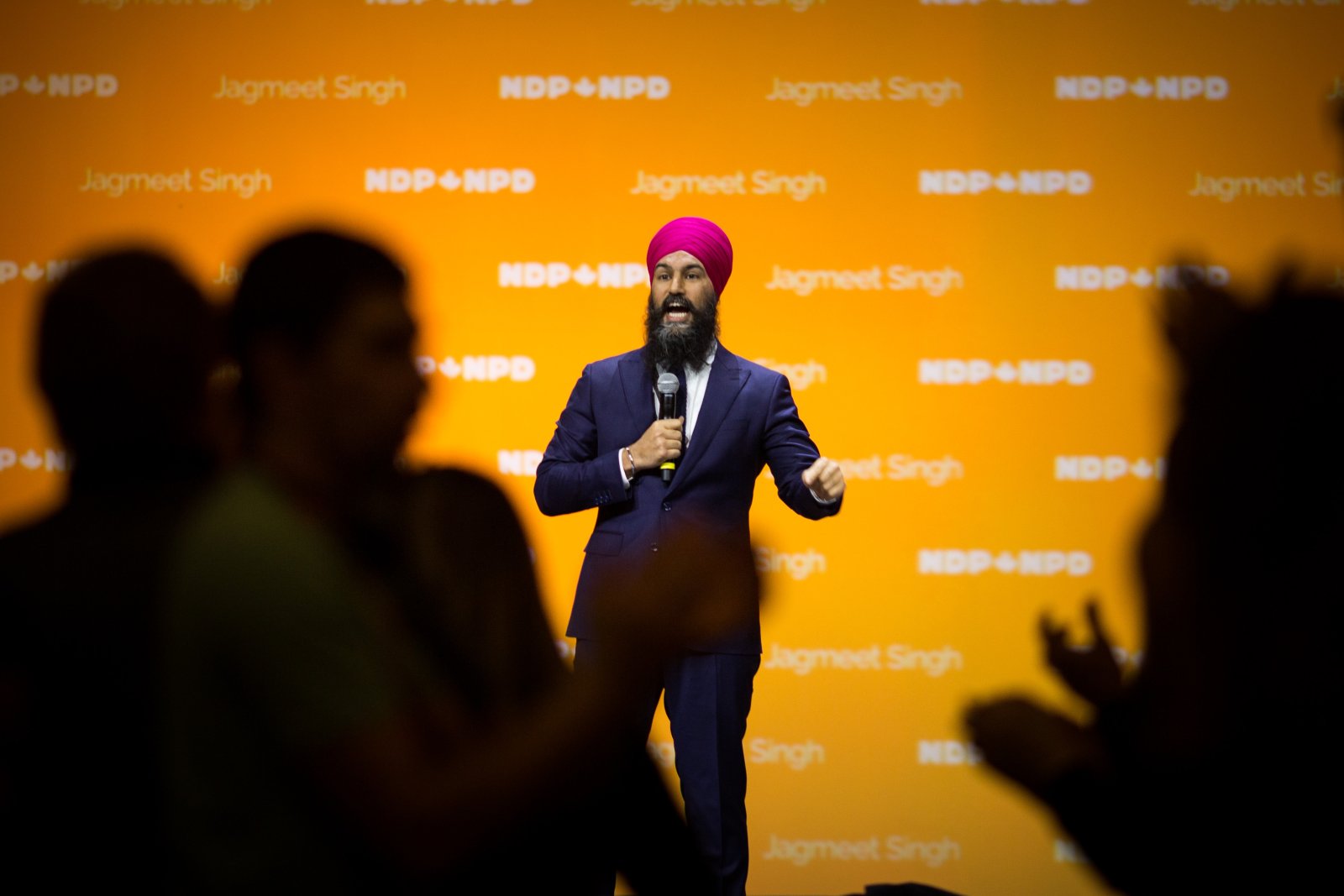 Jagmeet Singh speaks to delegates during the NDP's convention in Ottawa on Feb. 17, 2018. Photo by Alex Tétreault