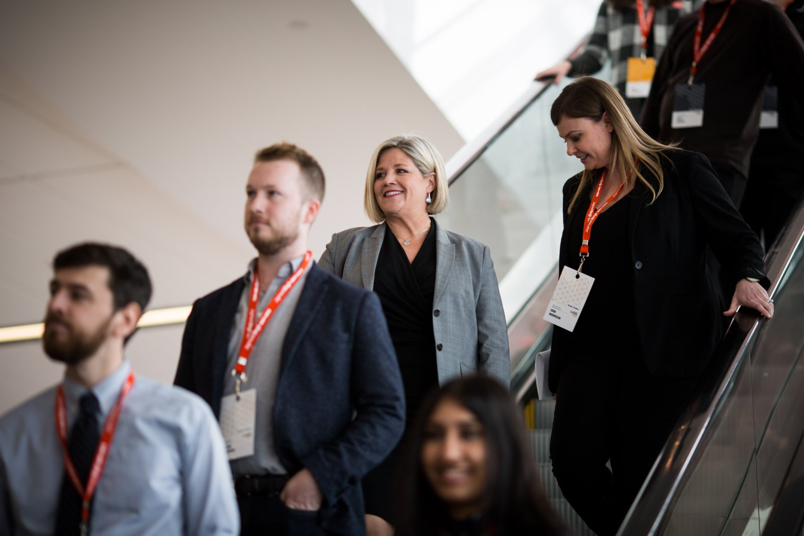 Ontario NDP leader Andrea Horwath heads to a press conference at the Shaw Conference Centre in Ottawa on Feb. 17, 2018 during the NDP's convention. Photo by Alex Tétreault 