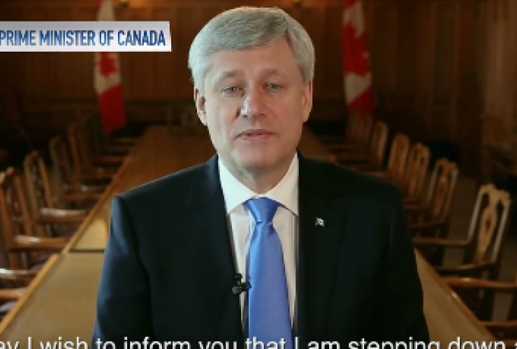 Harper resignation video from Facebook