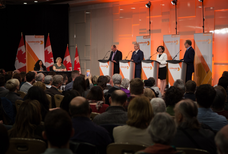 Four candidates set out their vision for the leadership of the federal NDP in a debate in Ottawa on Sunday. Photo by Alex Tétreault.