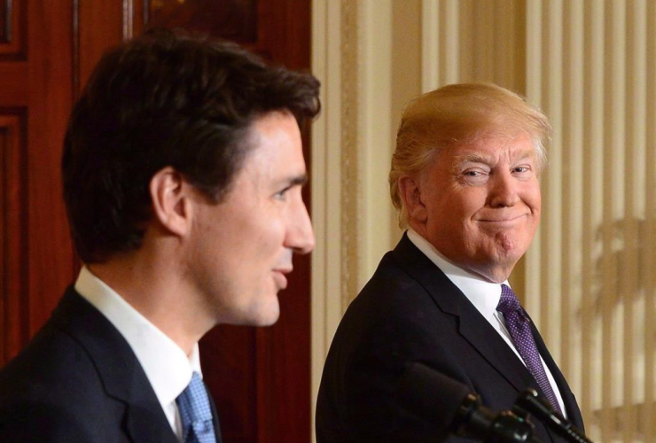 Prime Minister Justin Trudeau and U.S. President Donald Trump take part in a joint press conference at the White House in Washington, D.C., in a February 13, 2017