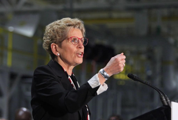 Ontario Premier Kathleen Wynne speaks at the Ford Essex Engine Plant in Windsor, Ont. on Thursday, March 30, 2017.