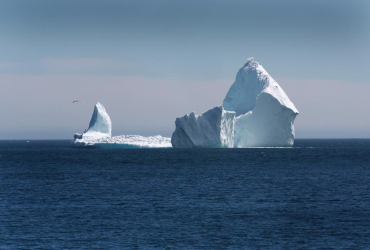 A large iceberg is visible from the shore in Ferryland, an hour south of St. John's, Newfoundland on Monday, April 10, 2017.