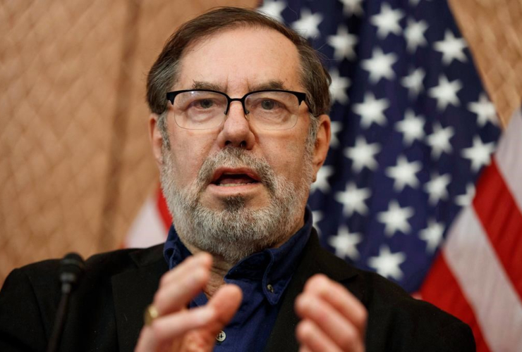 United Steelworkers International President Leo Gerard speaks during a news conference on Capitol Hill in Washington, Thursday, Dec. 8, 2016, to announce an effort to track jobs leaving the U.S.