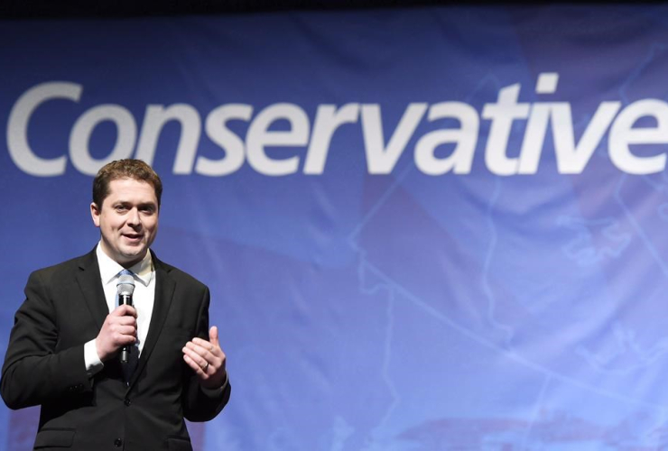 Conservative leadership candidate Andrew Scheer speaks during the Conservative Party of Canada leadership debate in Toronto on Wednesday April 26, 2017.