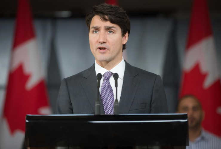 Prime Minister Justin Trudeau responds to questions during a visit to the Don Christian Recreation Centre in Surrey, B.C., on Friday, May 19, 2017.