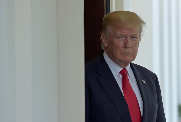 President Donald Trump waits for the arrival of Vietnamese Prime Minister Nguyen Xuan Phuc to the White House in Washington, on Wednesday, May 31, 2017.