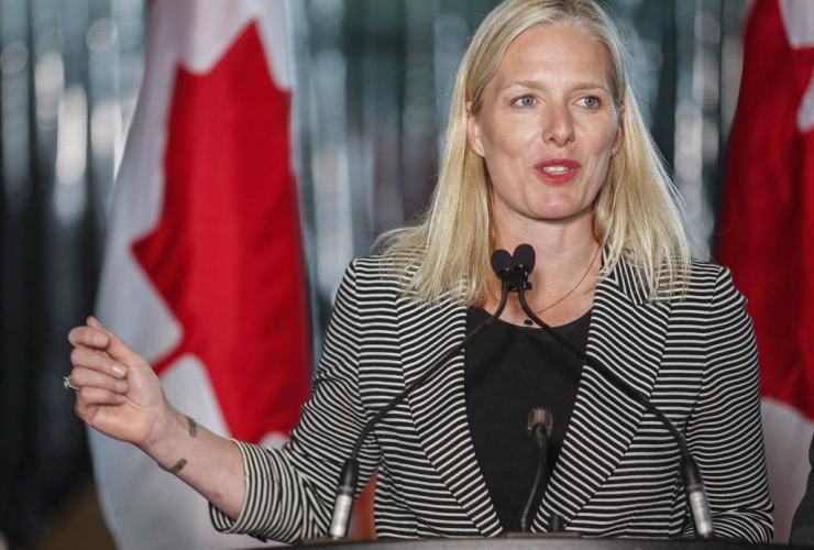 Environment Minister Catherine McKenna speaks at an announcement regarding the Pan-Canadian Framework on Clean Growth and Climate Change in Calgary, Alta., Thursday, May 25, 2017.