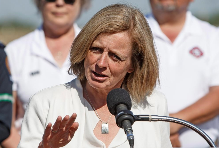 Alberta Premier Rachel Notley speaks about the a new hospital that will be built in Edmonton Alta, on Tuesday, May 30, 2017.