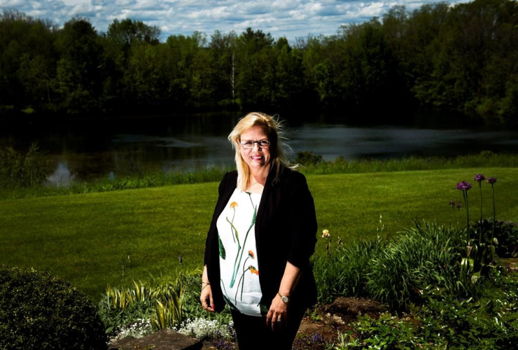 Jeannette VanderMarel, co-founder of cannabis company The Green Organic Dutchman Holding Inc., poses for a photograph at her home in Ancaster, Ont., on Thursday, June 1, 2017.