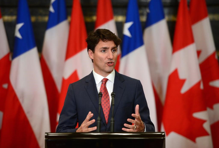 Prime Minister Justin Trudeau takes part in a joint press conference on Parliament Hill in Ottawa on Monday, June 5, 2017.