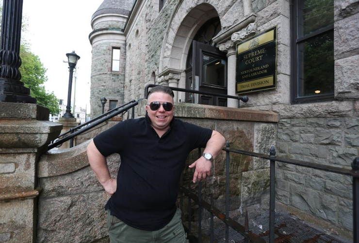 Gemma Hickey stands on the steps of the Supreme Court in St. John's NL on Friday, June 23, 2017.