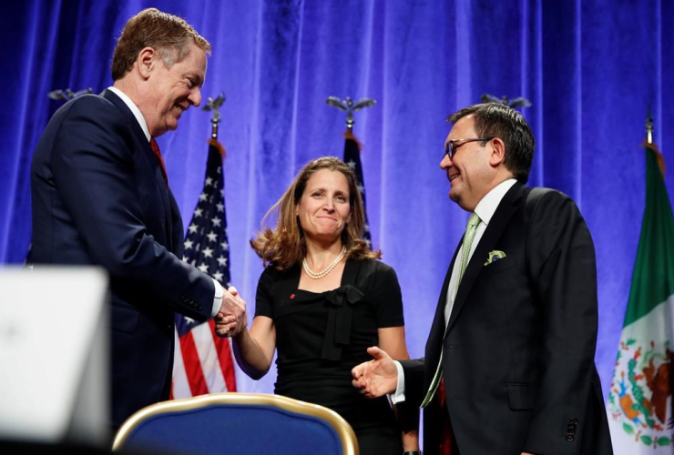 Robert Lighthizer, Chrystia Freeland, Ildefonso Guajardo Villarreal, news conference,  NAFTA renegotiations