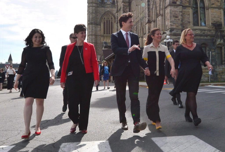 Maryam Monsef, Marie-Claude Bibeau, Prime Minister Justin Trudeau, Sophie Gregoire Trudeau, Katja Iversen