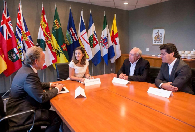 Chrystia Freeland, Steve Verheul, Jerry Dias, Dennis Williams