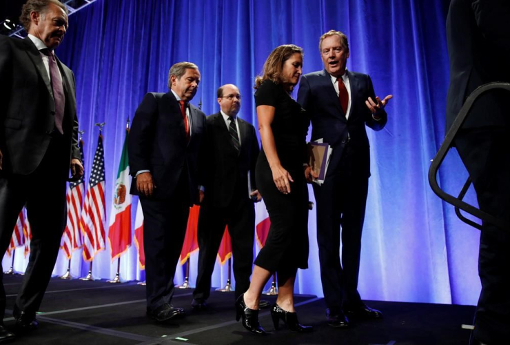 Robert Lighthizer, Chrystia Freeland, news conference, NAFTA renegotiations, Washington, 