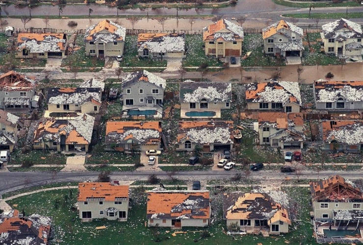 damaged houses, Homestead, Florida City, Hurricane Andrew, 