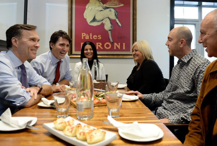 Bill Morneau, Justin Trudeau, Bardish Chagger, family-run restaurant, Pastaggio Italian Eatery, Whitchurch-Stouffville,