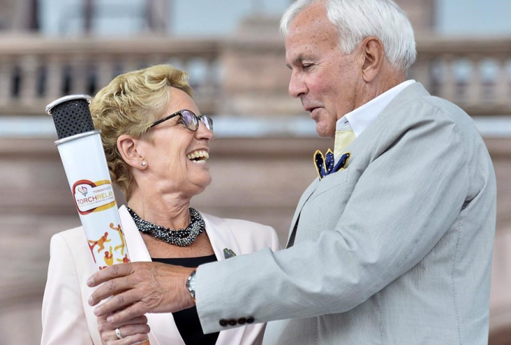 Kathleen Wynne, honourary Pan Am Games torch, David Peterson, Toronto 2015 Pan Am, Parapan Am Games, Queen's Park, Toronto,