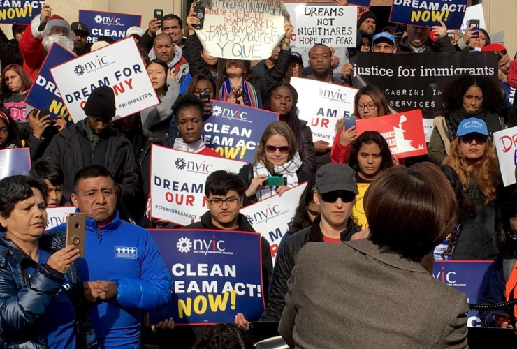 Pro-immigrant protesters, Democratic congresswoman, Nydia Velazquez, 