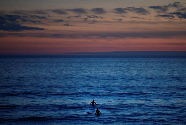 surfers, Pacific Ocean, Sunset Beach, Pacific Palisades, 