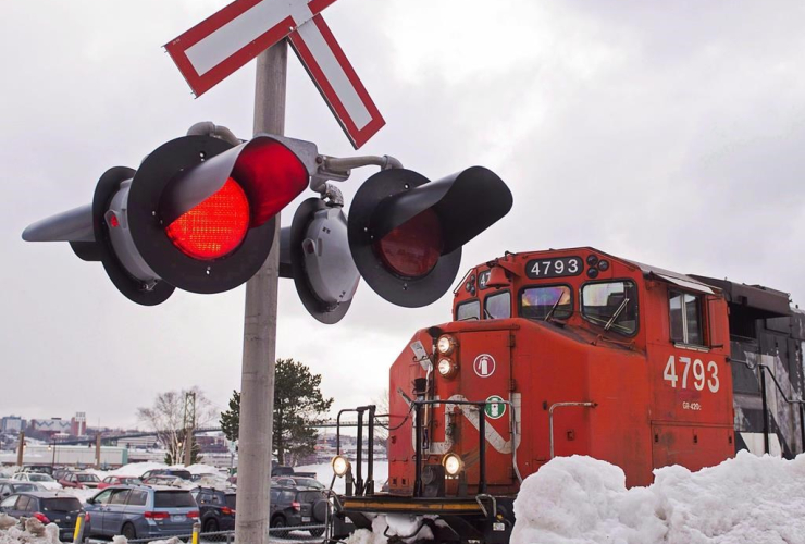 CN locomotive, railway yard, Dartmouth, 