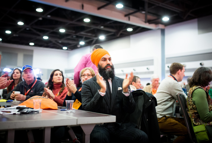 NDP leader Jagmeet Singh at the national NDP convention in Ottawa on February 16, 2018. Singh is expected to address delegates Saturday. Photo by Alex Alex Tétreault