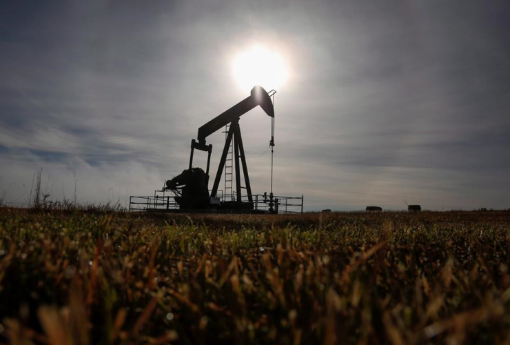 pumpjack, oil and gas installation, Cremona, Alta., 