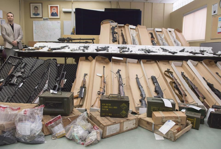 Longueuil police, seized firearms, news conference, Longueuil, 