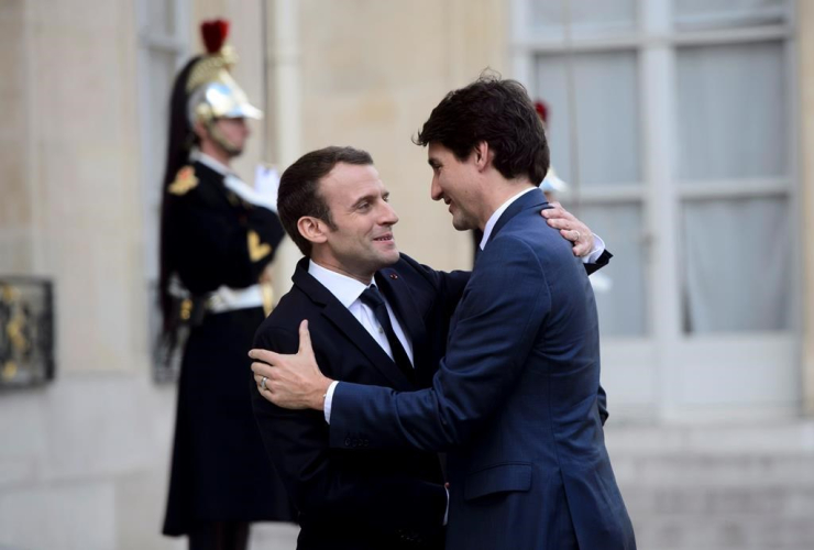 Prime Minister Justin Trudeau, French President Emmanuel Macron, Palais de l'Elysee, Paris, France,