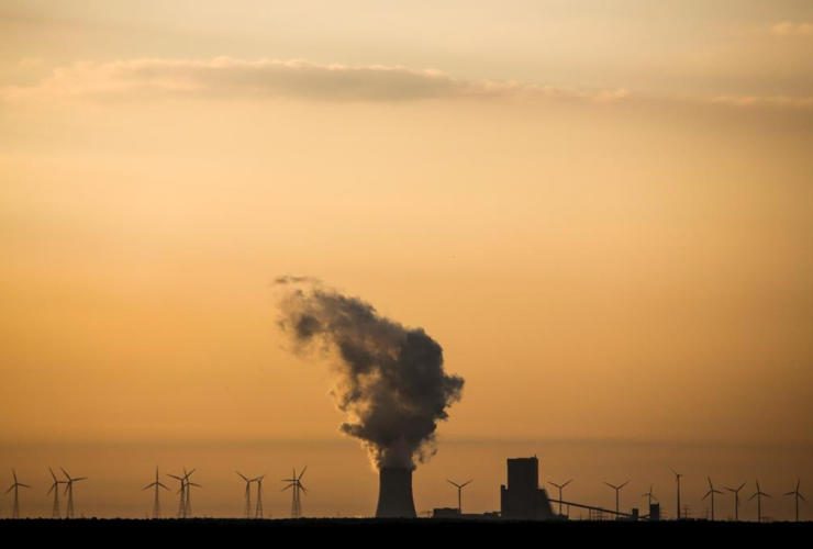 steam, brown coal power plant, Schwarze Pumpe, Lusatia, Lausitz, Germany,