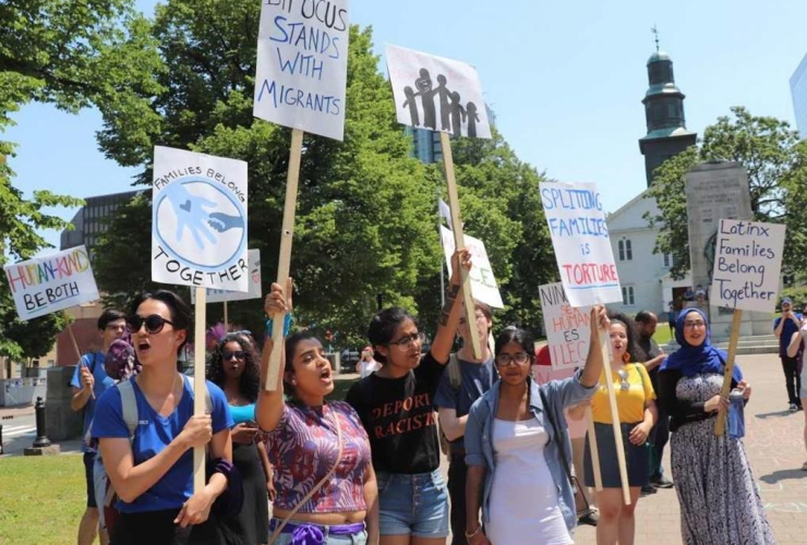 People, rally, protest, American policy, separated families, U.S.-Mexico border,