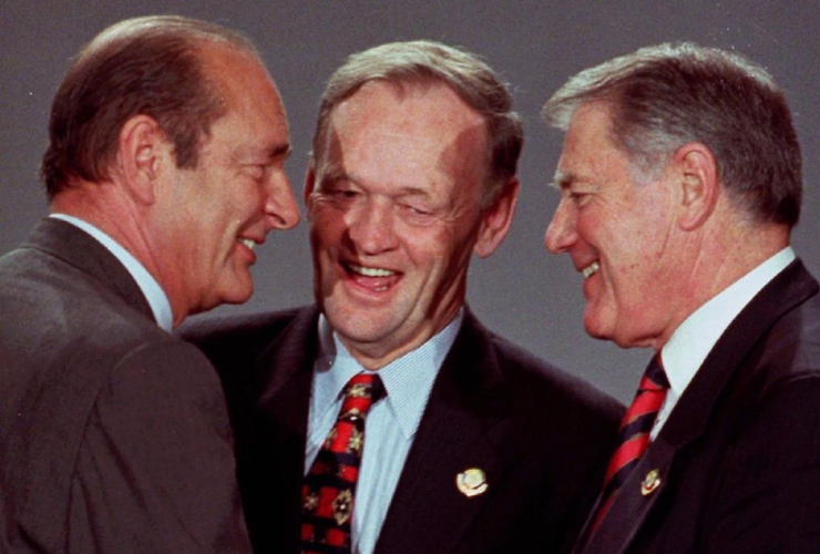 French President Jacques Chirac, Canadian Prime Minister Jean Chretien, New Brunswick Premier Raymond Frenette,