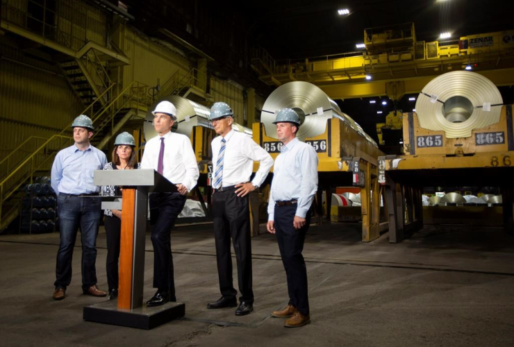 Finance Minister Bill Morneau, ArcelorMittal Dofasco, galvanizing mills, Hamilton,