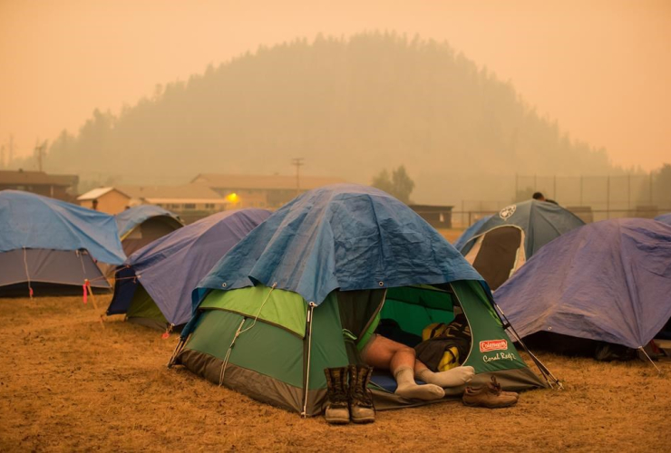 Firefighter Raymundo Rosales, Mexico, tent, wildfire firefighters, Fraser Lake, 