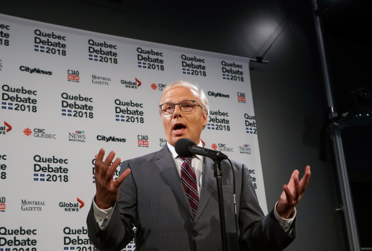 Parti Québécois leader Jean-François Lisée after the English-language leadership debate held in Montreal on 17 September