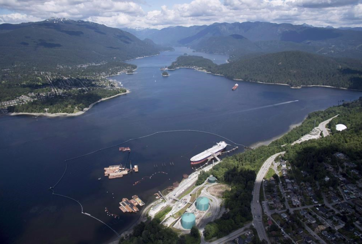 aerial view, Kinder Morgan, Trans Mountain marine terminal, Burnaby,