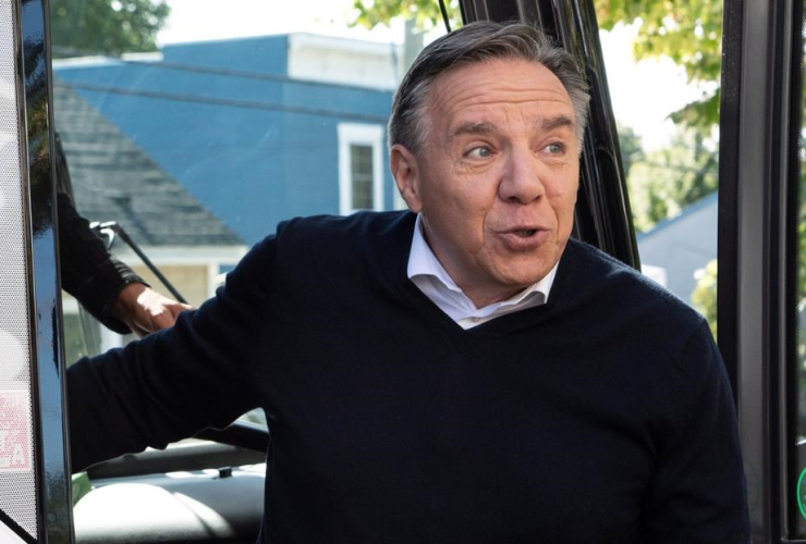 Coalition Avenir Quebec Leader Francois Legault, Sainte-Anne-des Plaines, 