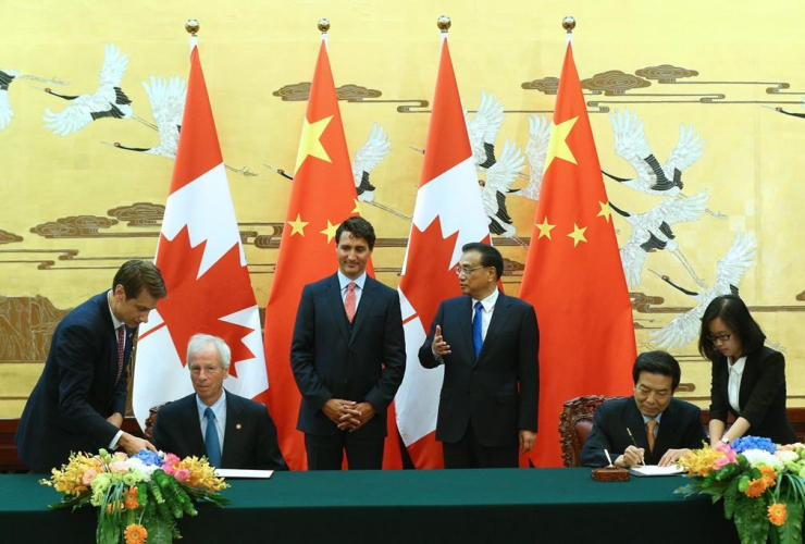 Chinese Premier Li Keqiang, Canadian Prime Minister Justin Trudeau, 