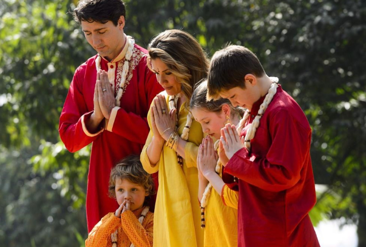 Prime Minister Justin Trudeau, Sophie Gregoire Trudeau, Xavier, Ella-Grace, Hadrien, Sabarmati Ashram, Gandhi Ashram, Ahmedabad, India,