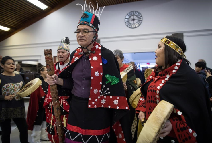 Drummers, Wet'suwet'en Hereditary Chief Namoks, John Ridsdale, Indigenous nations, Wet'suwet'en Nation, Smithers,