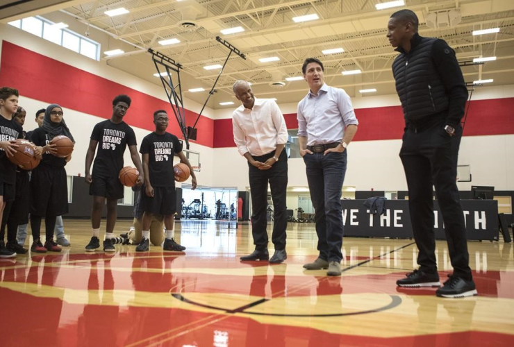 Justin Trudeau, Ahmed Hussen, Masai Ujiri,