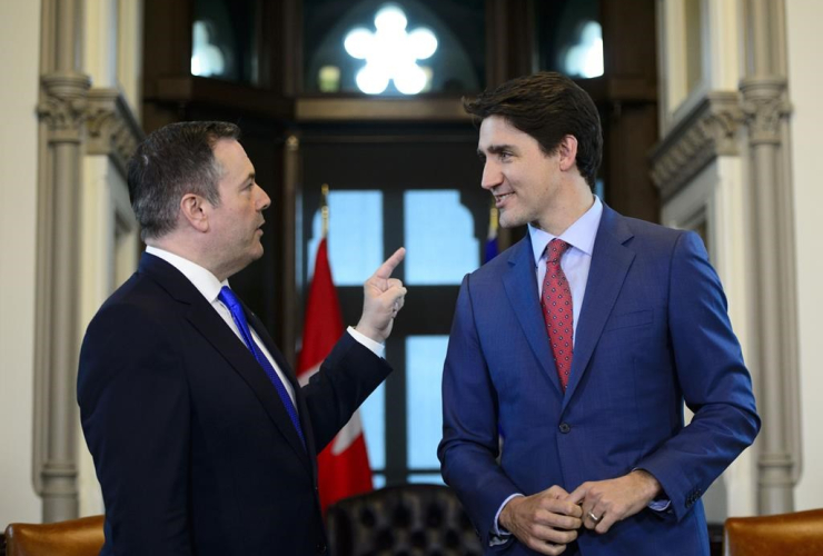 Prime Minister Justin Trudeau, Alberta Premier Jason Kenney,