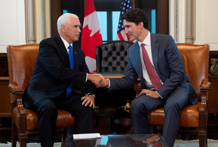 Canadian Prime Minister Justin Trudeau, U.S. Vice-President Mike Pence,