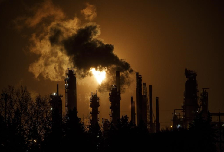 flare stack, Imperial Oil refinery, Edmonton,