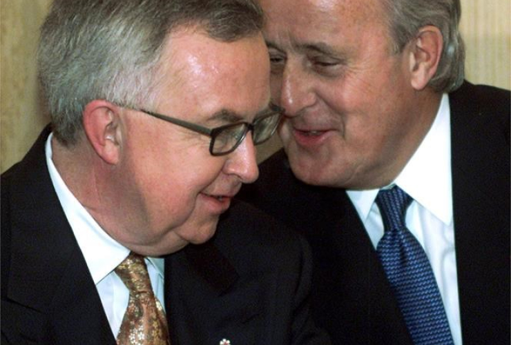 Progressive Conservative Leader Joe Clark, former prime minister Brian Mulroney,