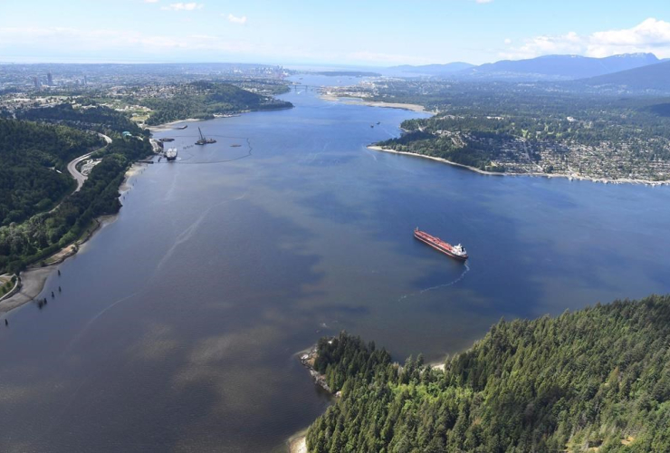 aerial view, tanker, Burrard Inlet, Burnaby, 