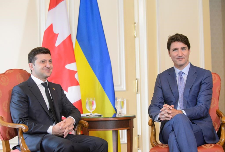 Canadian Prime Minister Justin Trudeau, Ukrainian President Volodymyr Zelenskyy,