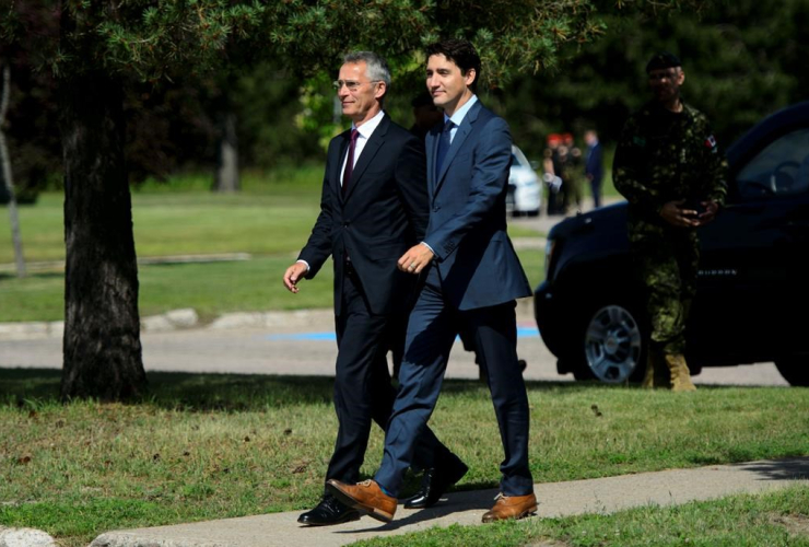 Prime Minister Justin Trudeau, Secretary General of the North Atlantic Treaty Organization, NATO, Jens Stoltenberg, Canadian Forces Base Petawawa, 